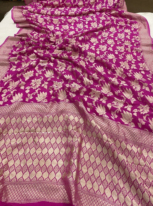 Khaddi Georgette Handloom Banarasi Saree