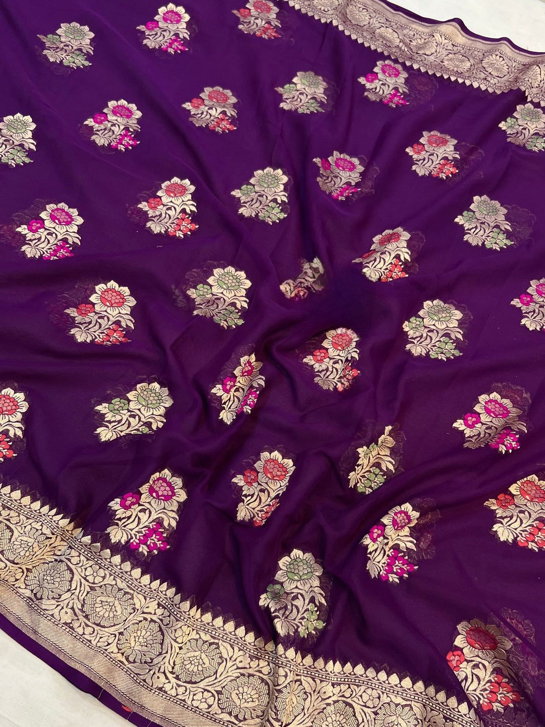 Khaddi Georgette Banarasi Saree - Gold zari