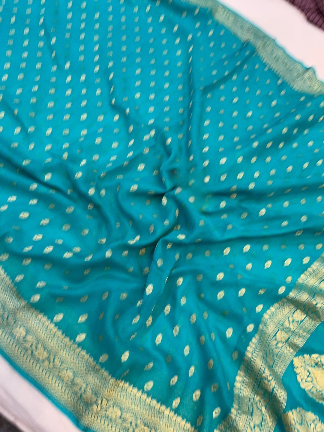 Khaddi Georgette Banarasi Saree - Gold zari