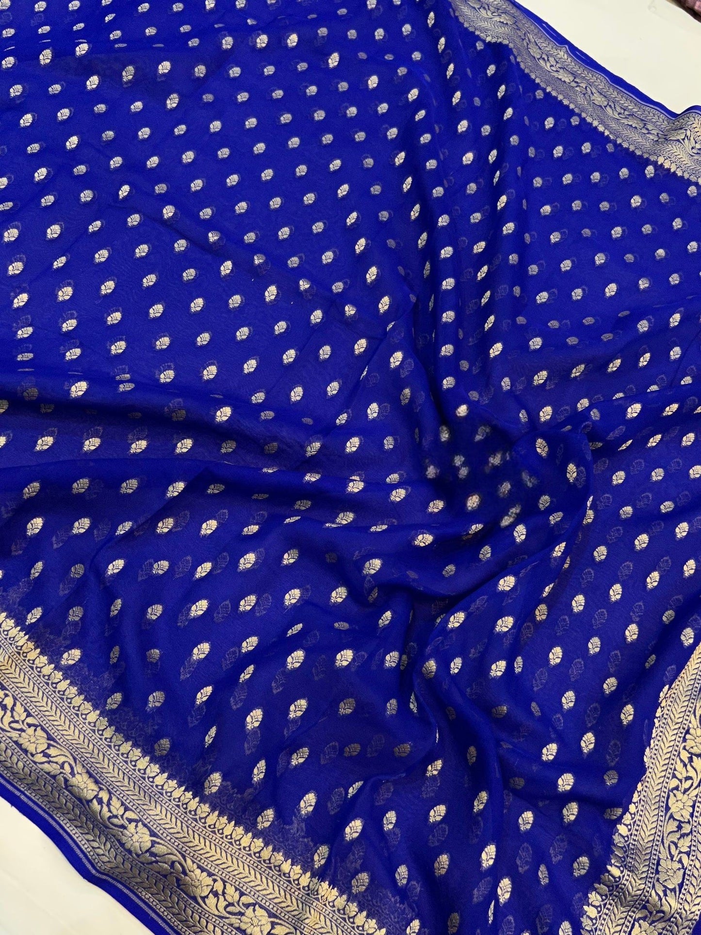 Khaddi Georgette Banarasi Saree - Gold zari