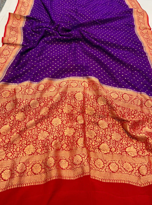 Khaddi Georgette Banarasi Saree - Gold zari
