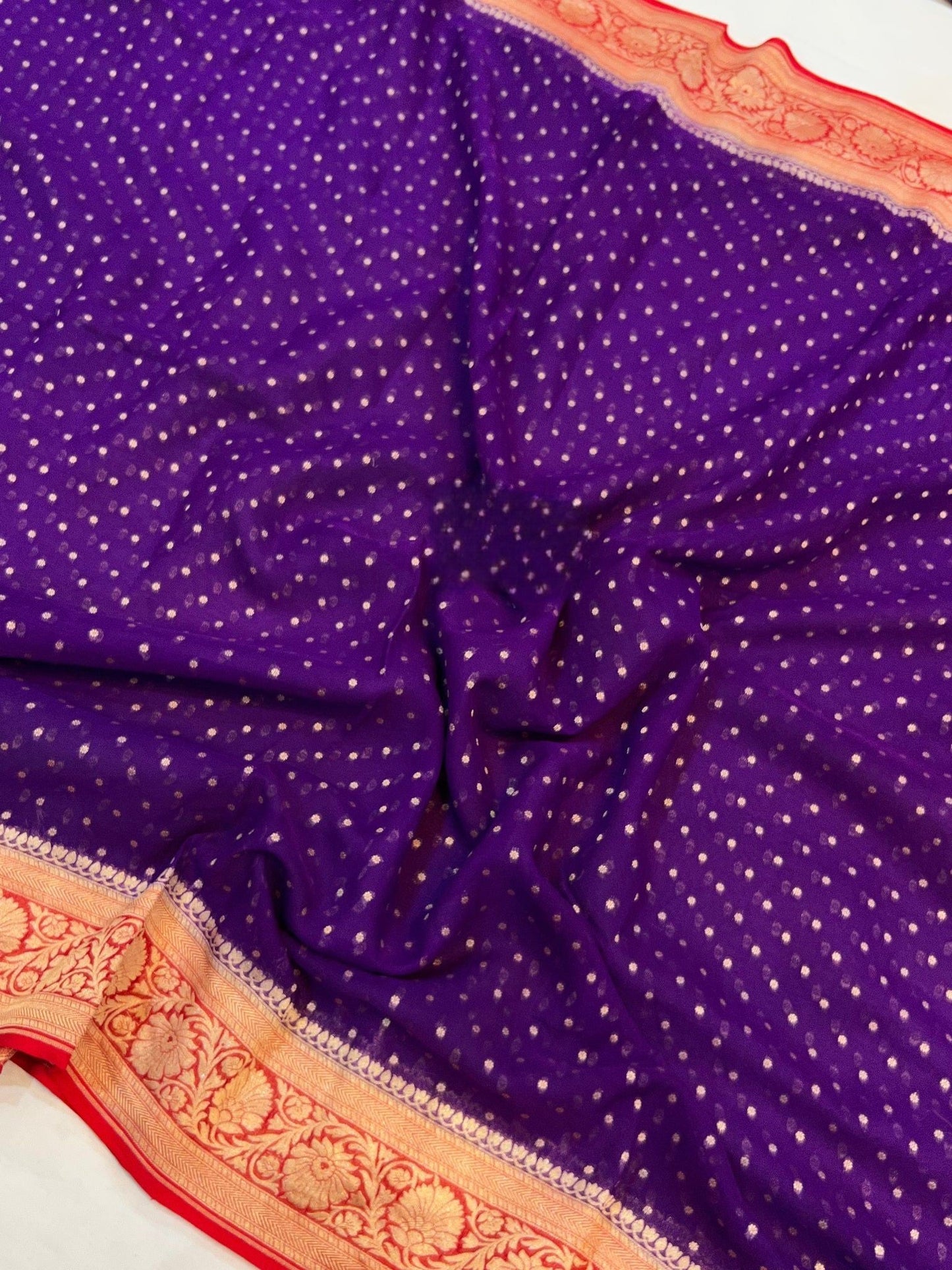 Khaddi Georgette Banarasi Saree - Gold zari