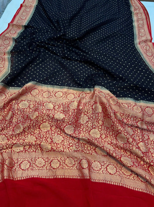 Khaddi Georgette Banarasi Saree - Gold zari