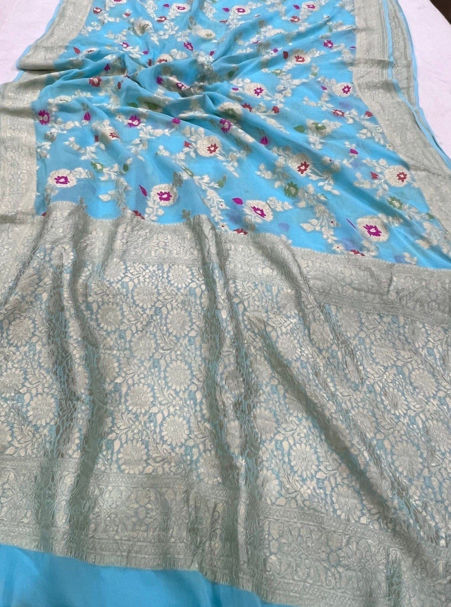 Khaddi Georgette Handloom Banarasi Saree