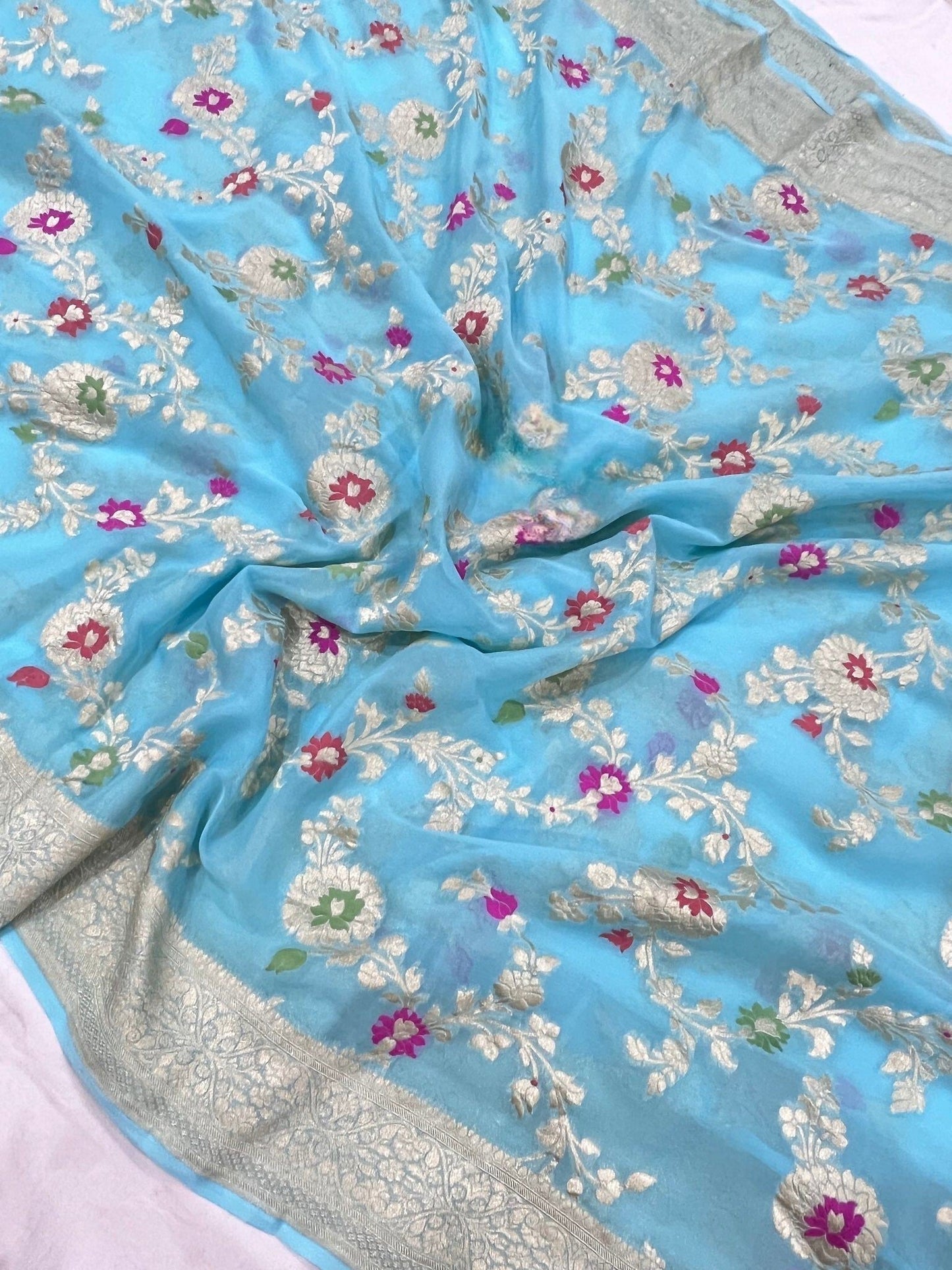 Khaddi Georgette Handloom Banarasi Saree