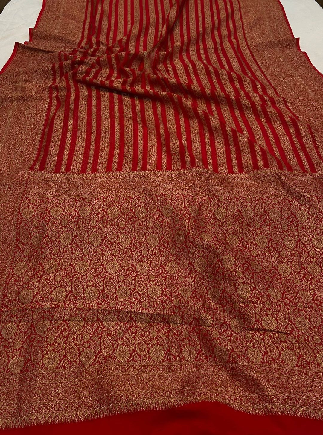 Khaddi Georgette Banarasi Saree - Antique zari