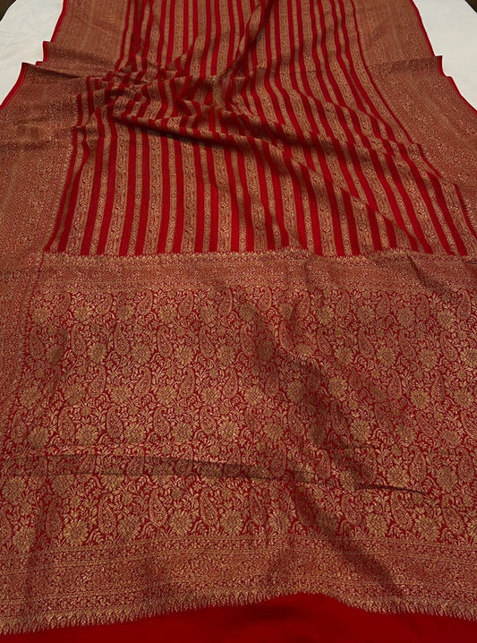 Khaddi Georgette Banarasi Saree - Antique zari