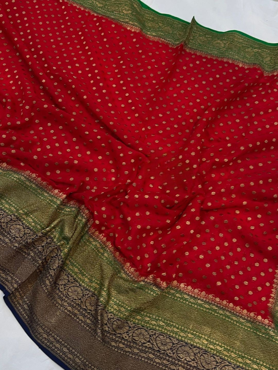 Khaddi Georgette Banarasi Saree - Antique zari