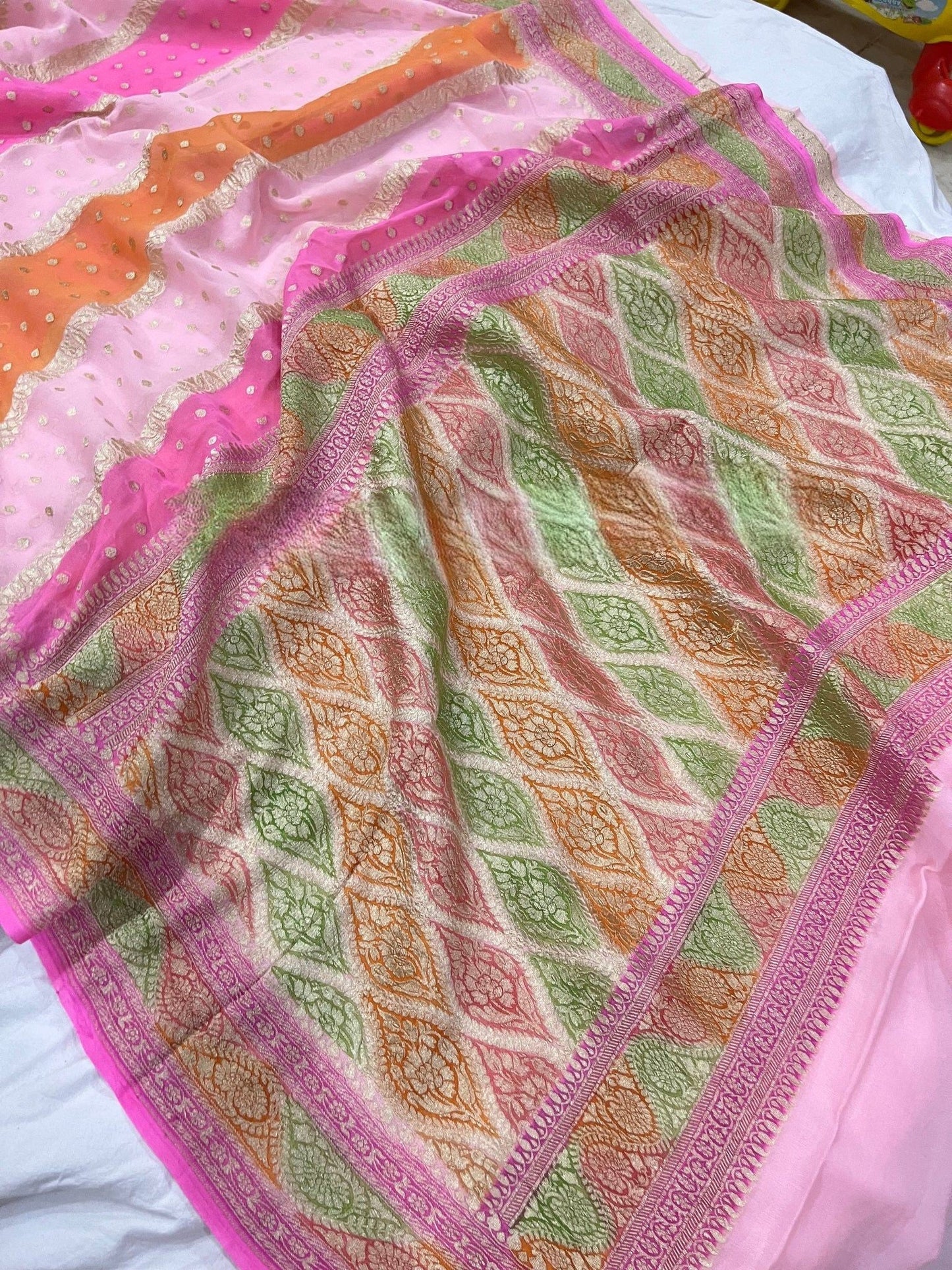 Khaddi Georgette Banarasi Saree - Gold zari