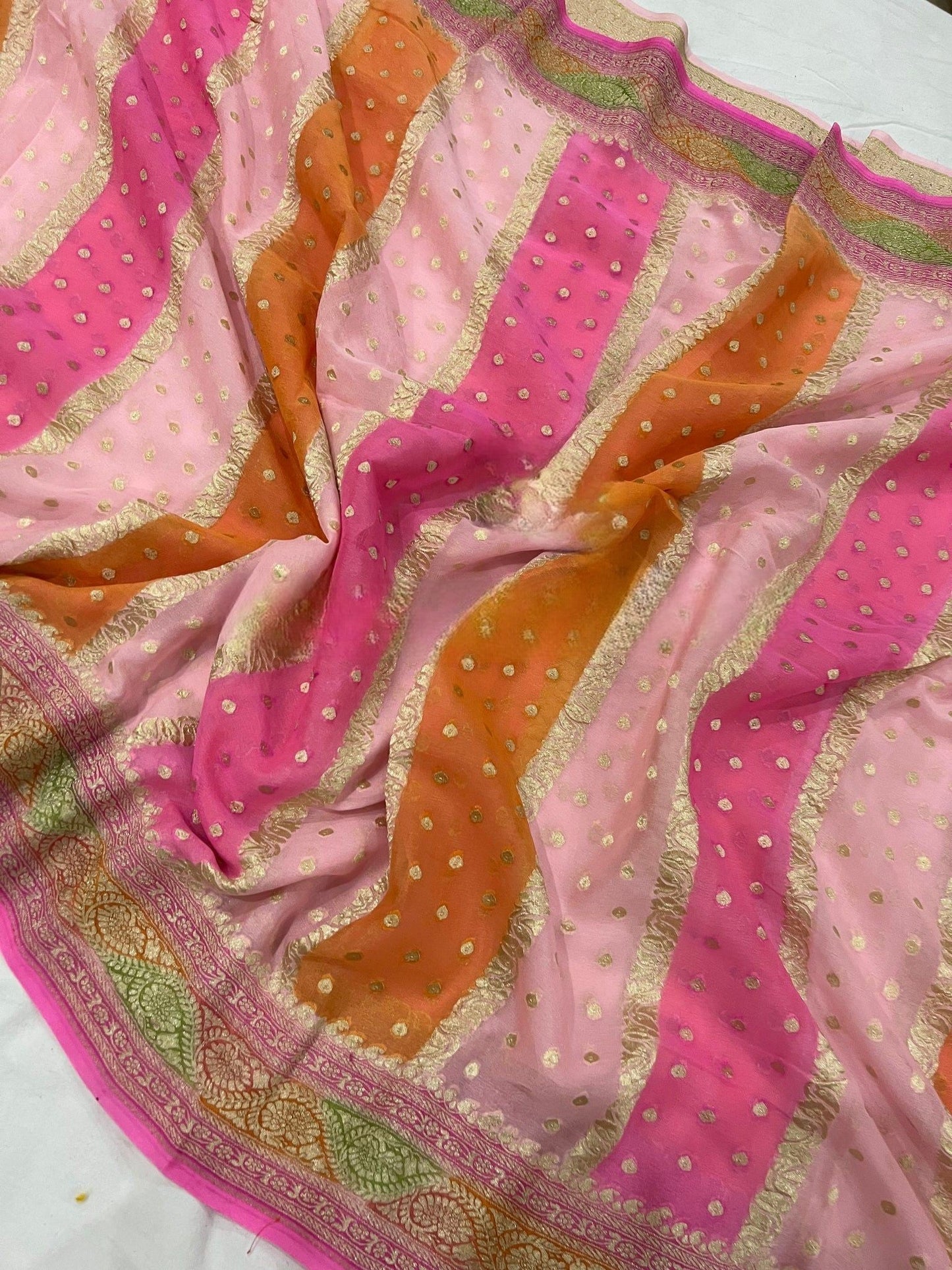 Khaddi Georgette Banarasi Saree - Gold zari