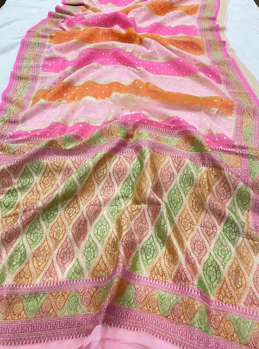 Khaddi Georgette Banarasi Saree - Gold zari