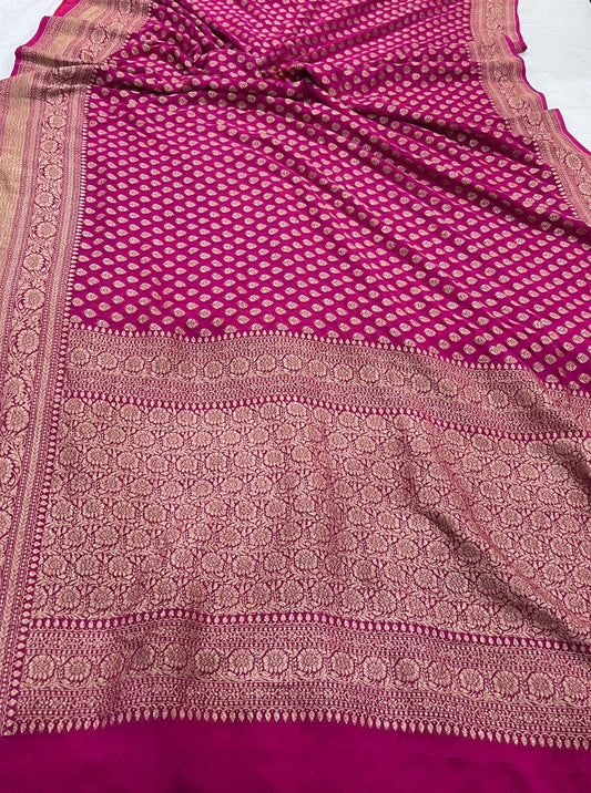 Khaddi Georgette Banarasi Saree - Antique zari