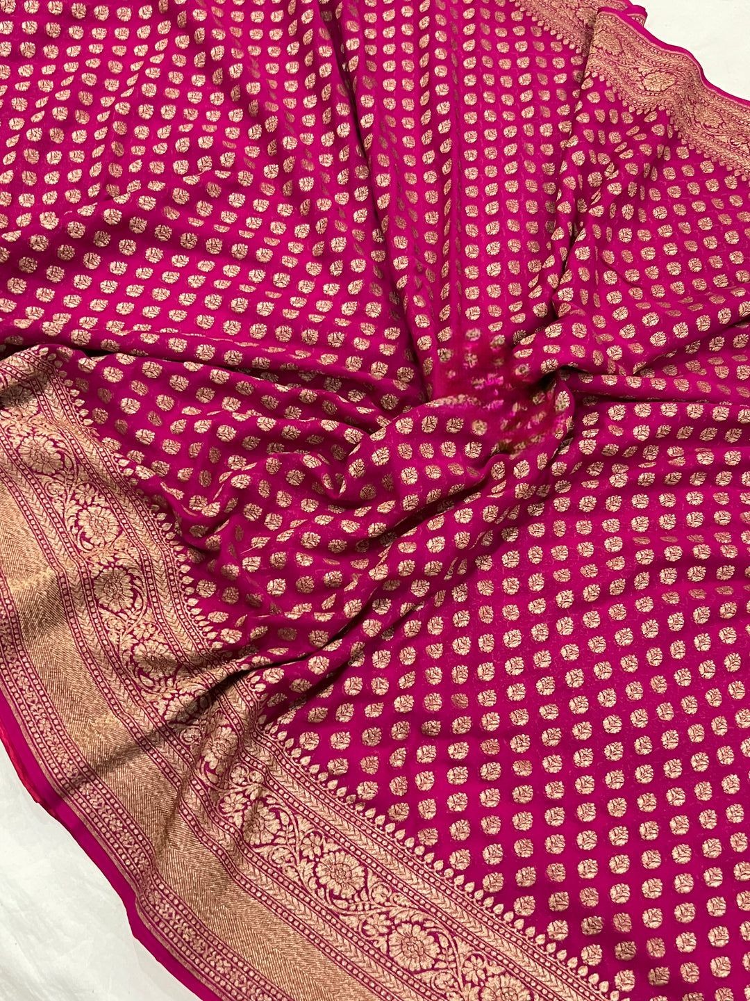 Khaddi Georgette Banarasi Saree - Antique zari