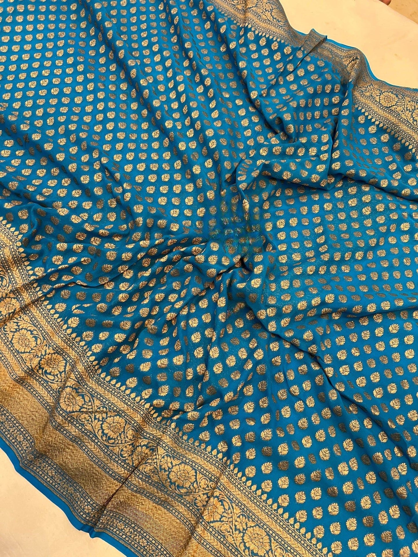 Khaddi Georgette Banarasi Saree - Antique zari