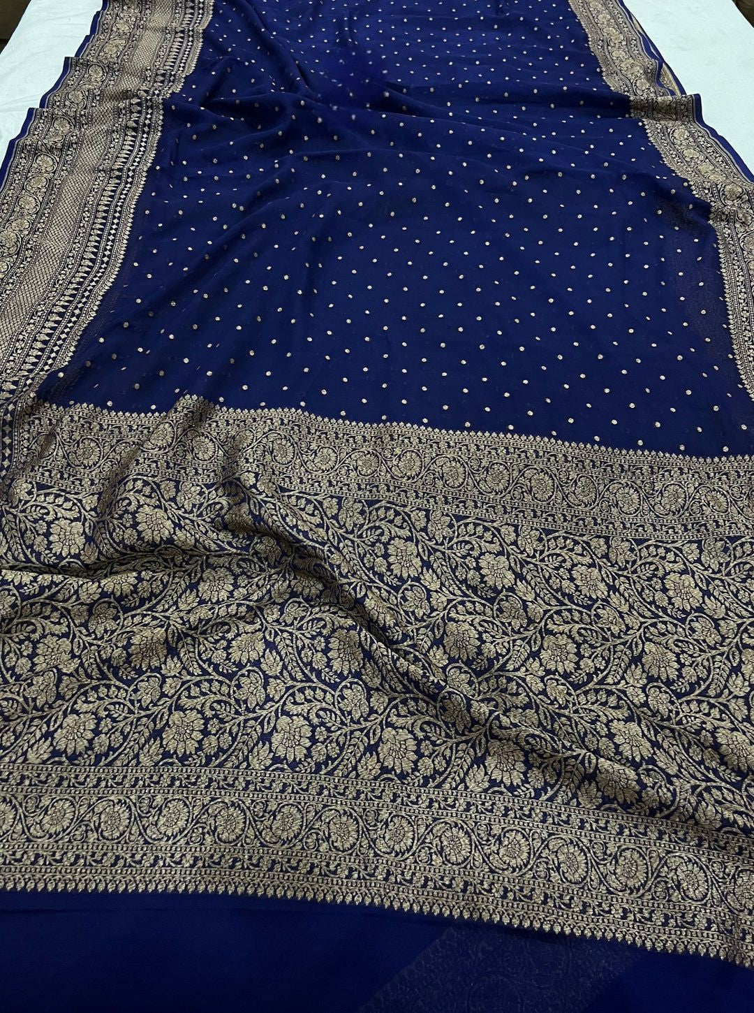 Khaddi Georgette Banarasi Saree - Antique zari