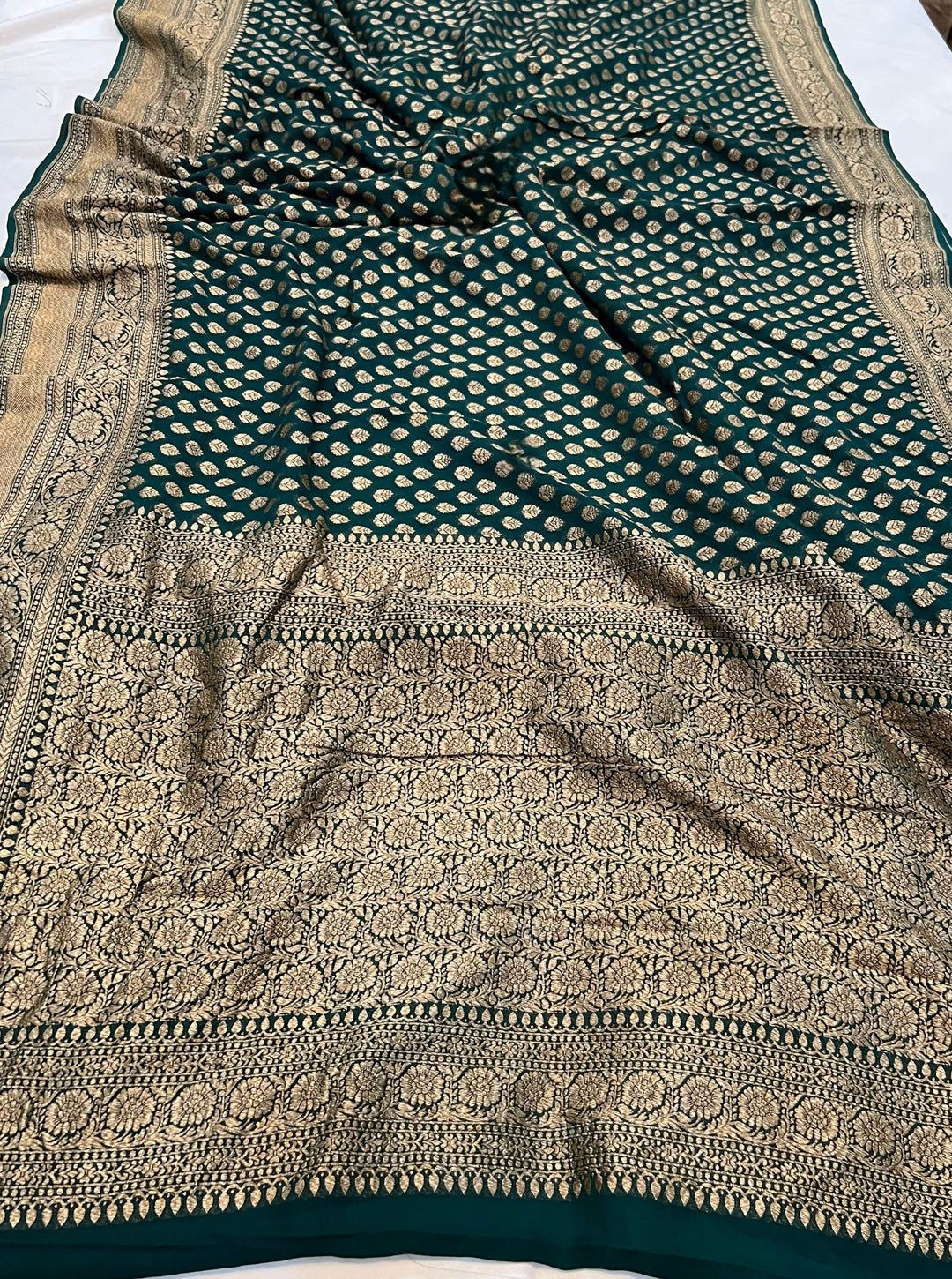 Khaddi Georgette Banarasi Saree - Antique zari