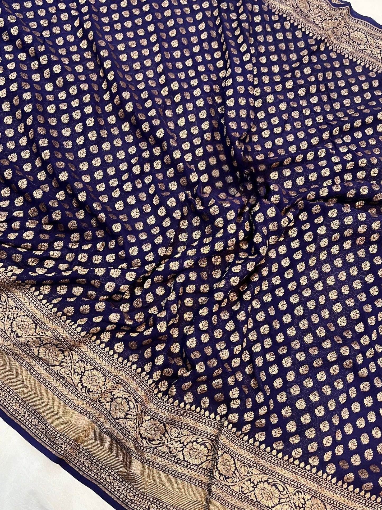 Khaddi Georgette Banarasi Saree - Antique zari