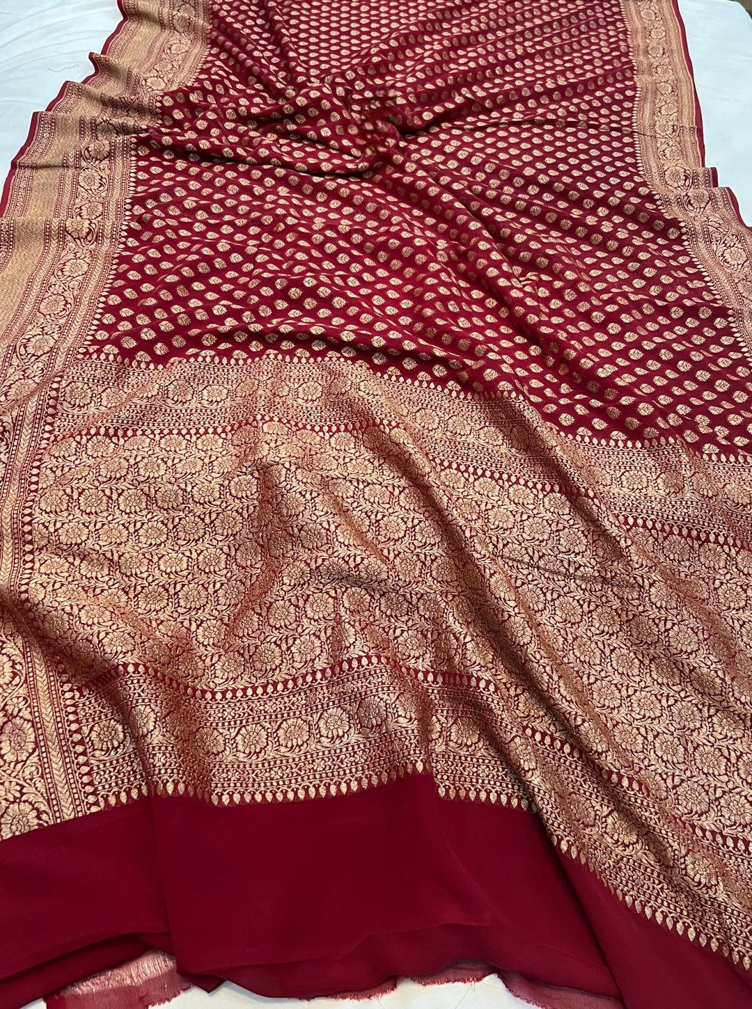 Khaddi Georgette Banarasi Saree - Antique zari