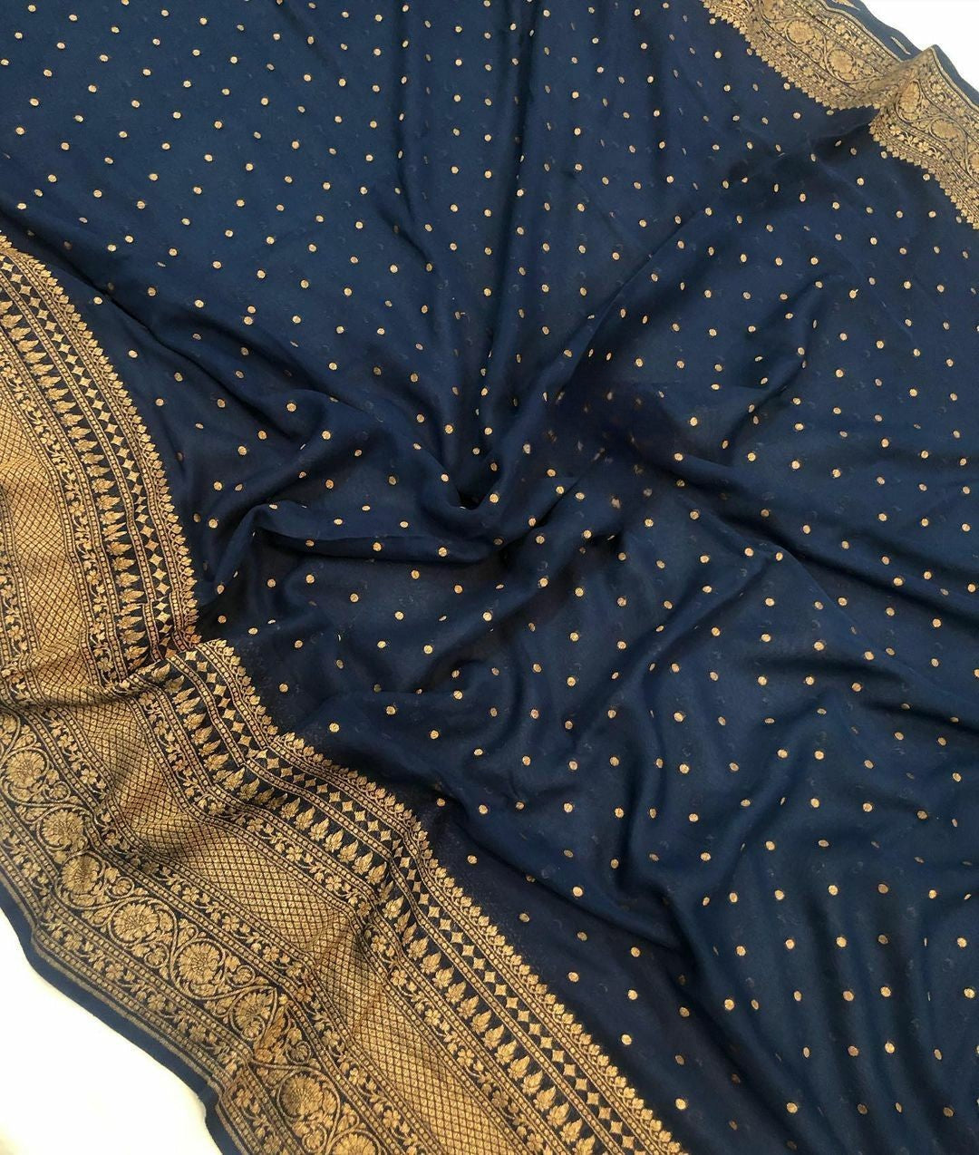 Khaddi Georgette Banarasi Saree - Antique zari