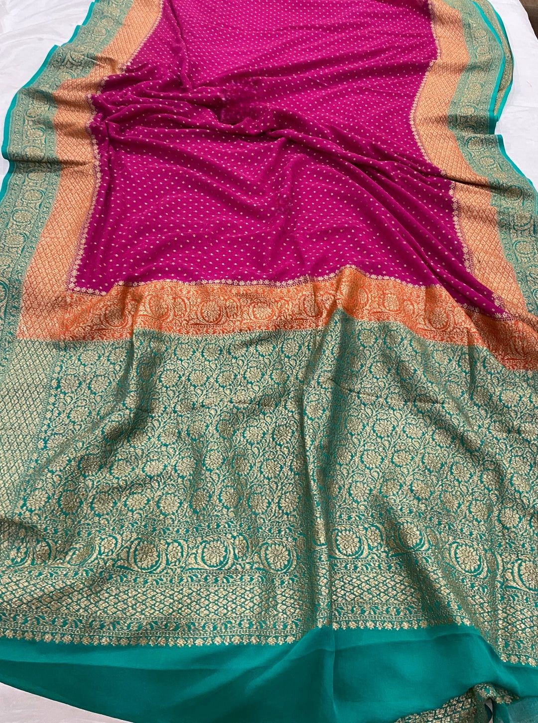 Khaddi Georgette Banarasi Saree - Antique zari