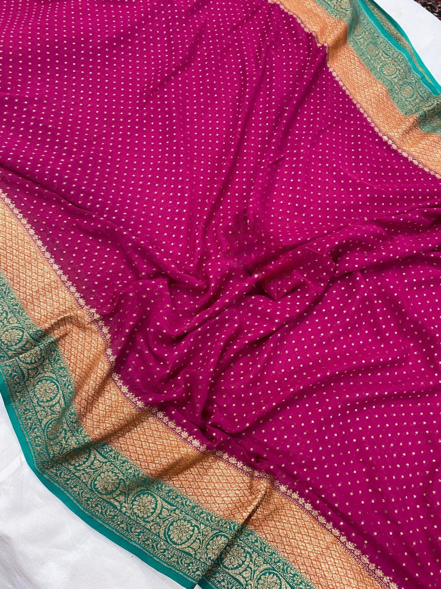 Khaddi Georgette Banarasi Saree - Antique zari