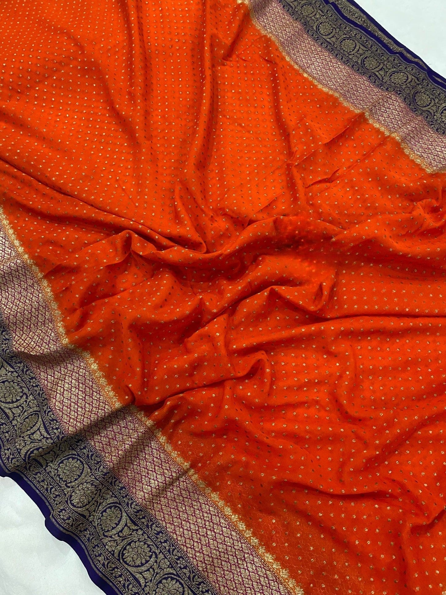 Khaddi Georgette Banarasi Saree - Antique zari