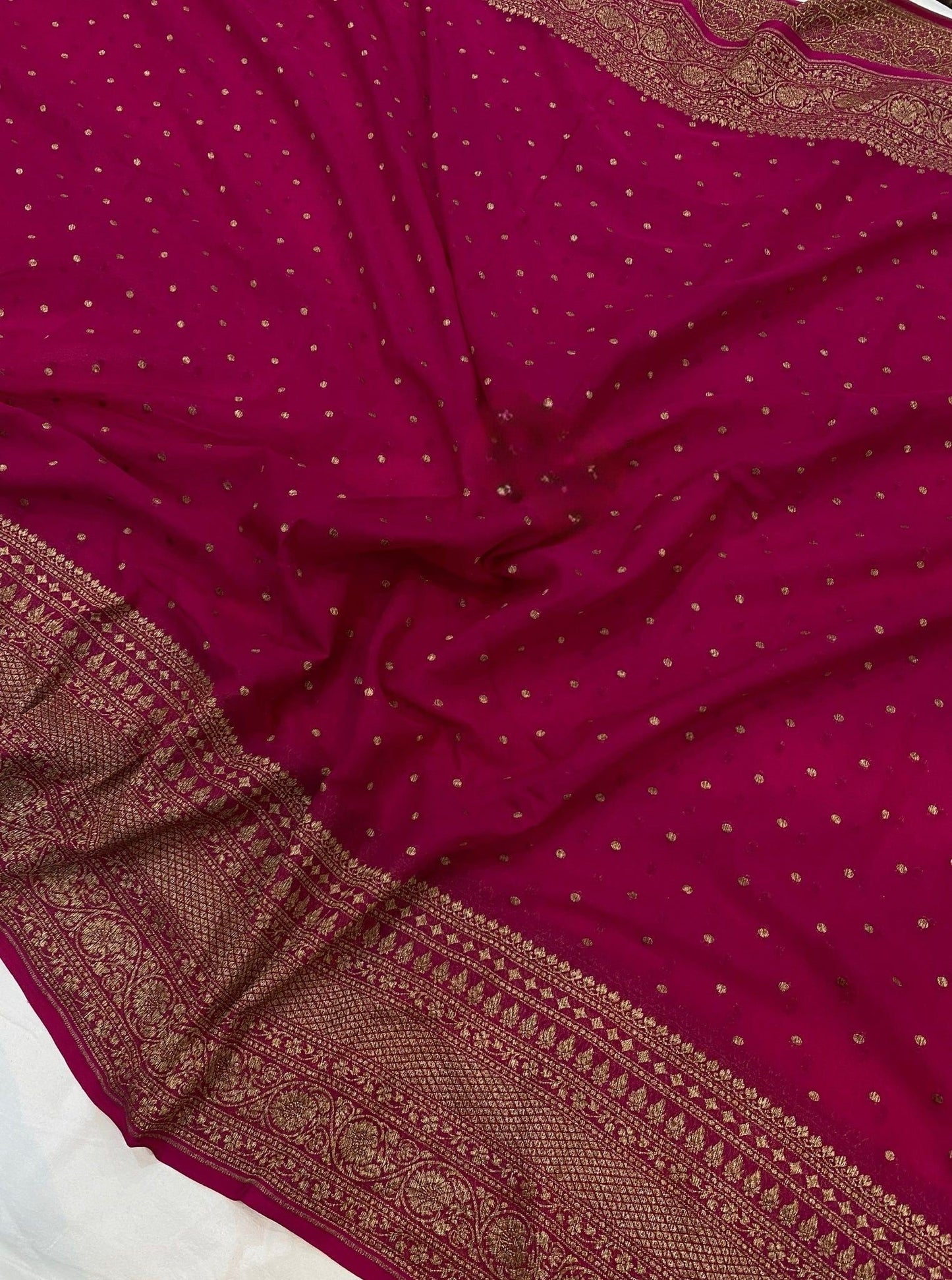 Khaddi Georgette Banarasi Saree - Antique zari