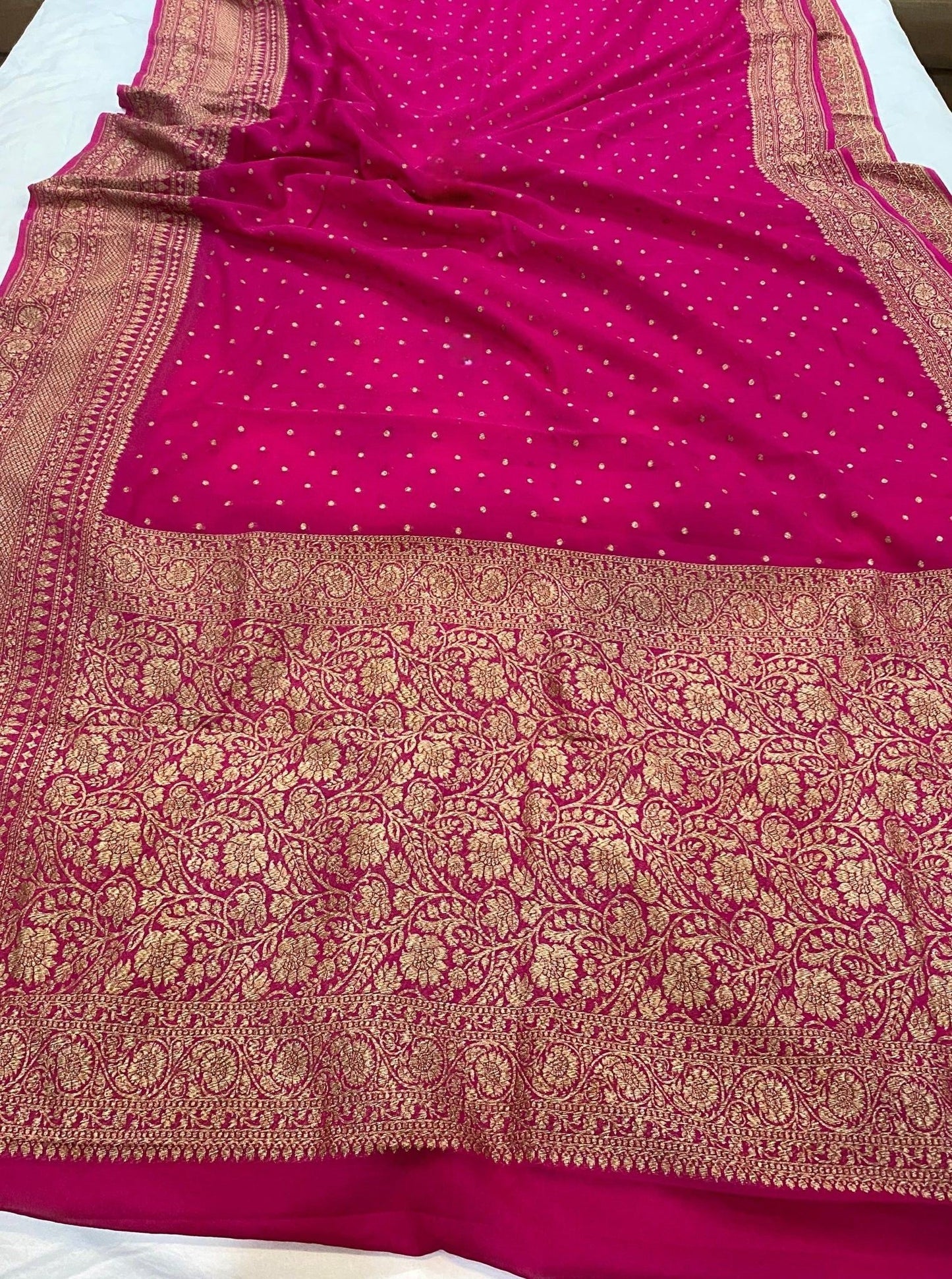 Khaddi Georgette Banarasi Saree - Antique zari