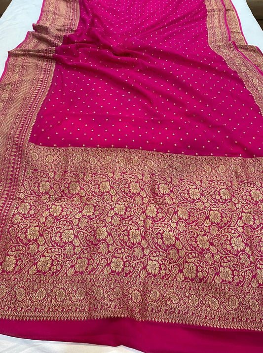 Khaddi Georgette Banarasi Saree - Antique zari