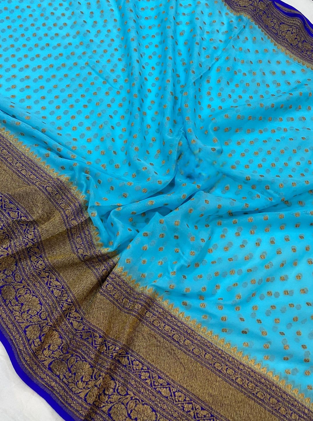 Khaddi Georgette Banarasi Saree - Antique zari