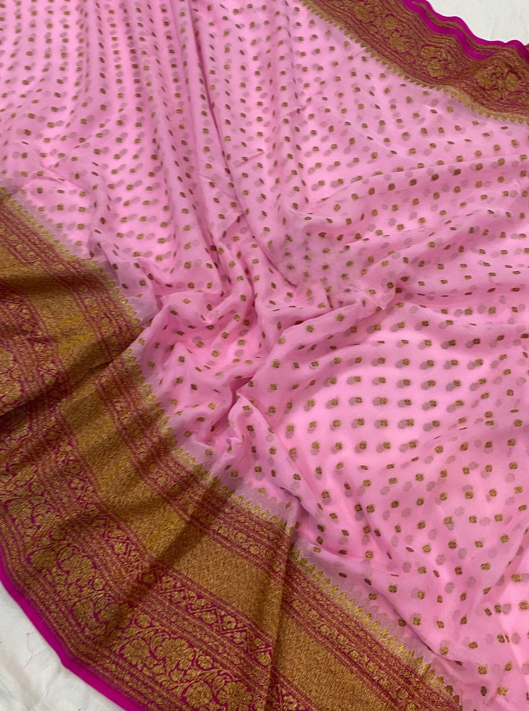 Khaddi Georgette Banarasi Saree - Antique zari