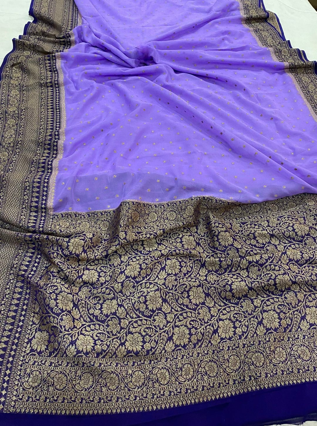 Khaddi Georgette Banarasi Saree - Antique zari