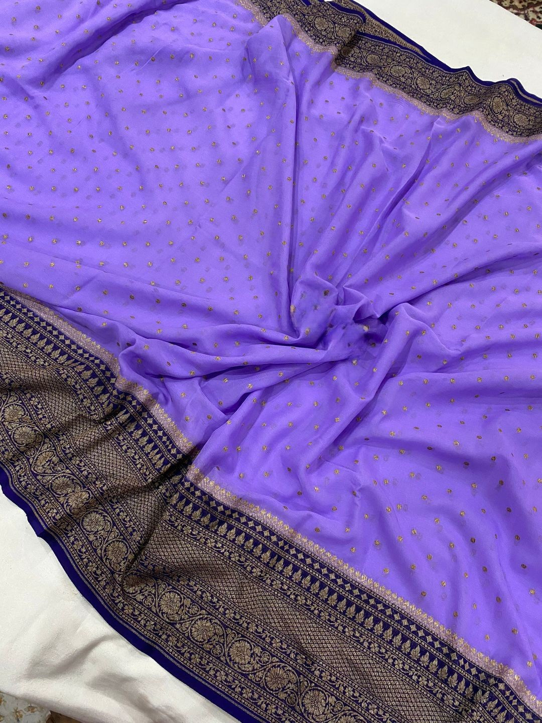 Khaddi Georgette Banarasi Saree - Antique zari
