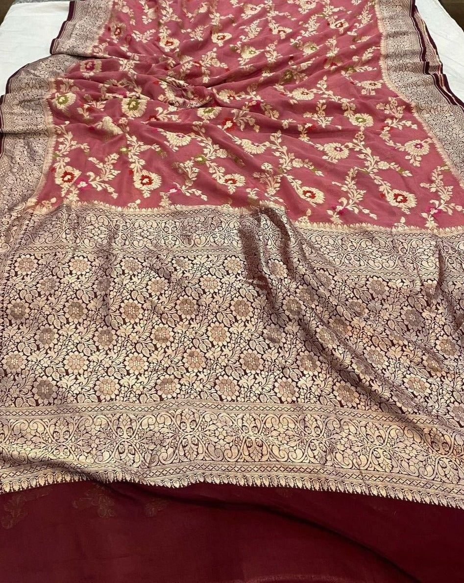Khaddi Georgette Handloom Banarasi Saree