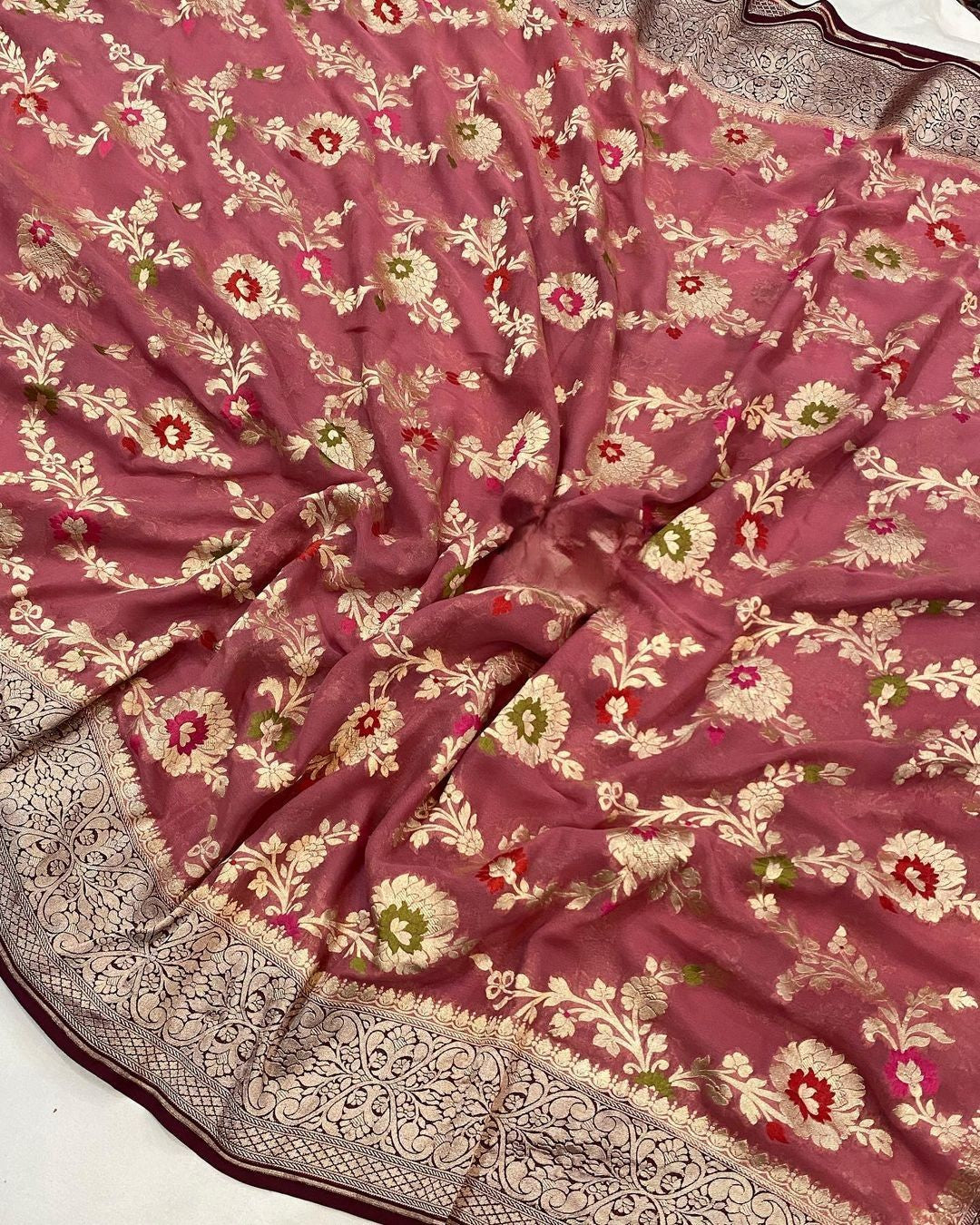 Khaddi Georgette Handloom Banarasi Saree
