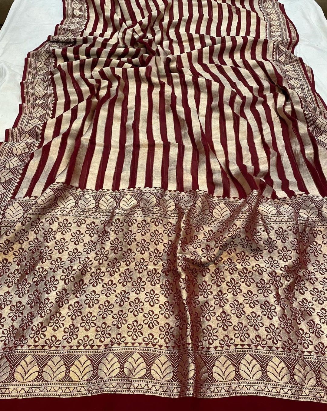 Khaddi Georgette Handloom Banarasi Saree