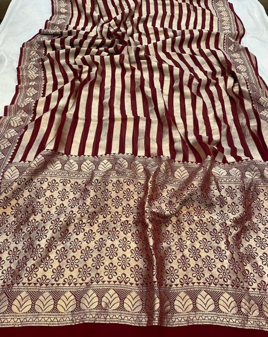 Khaddi Georgette Handloom Banarasi Saree