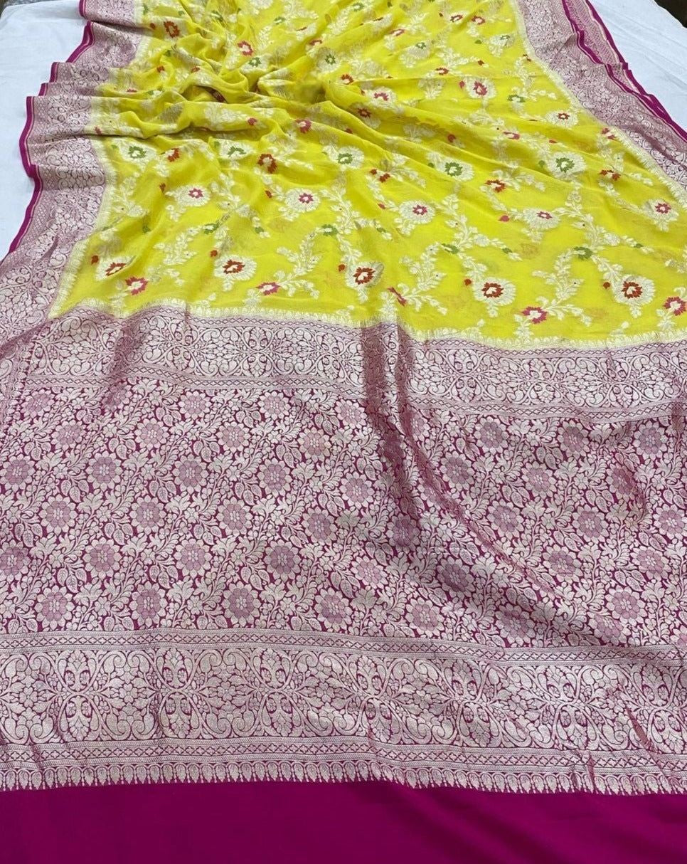 Khaddi Georgette Handloom Banarasi Saree