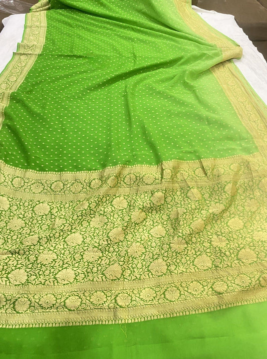 Khaddi Georgette Banarasi Saree - Gold zari