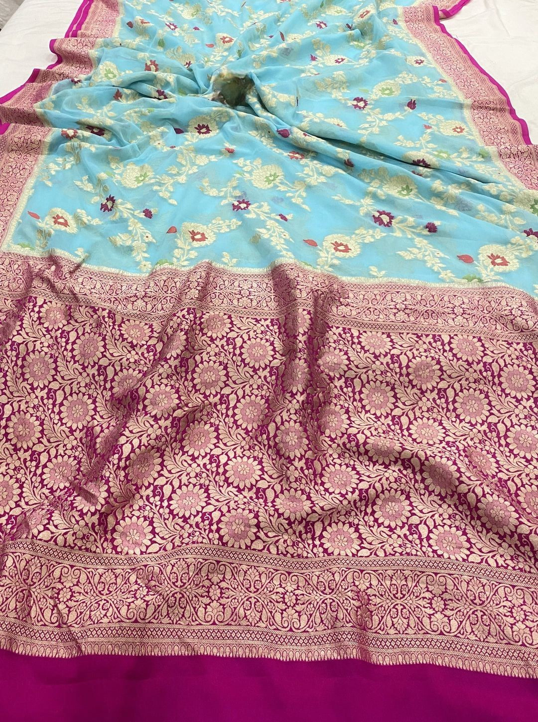 Khaddi Georgette Handloom Banarasi Saree