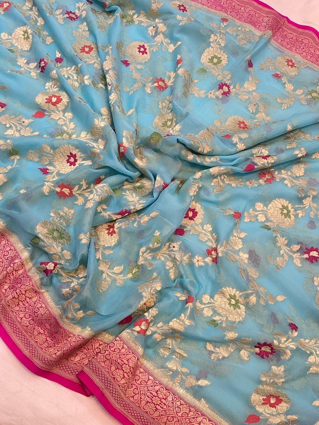Khaddi Georgette Handloom Banarasi Saree