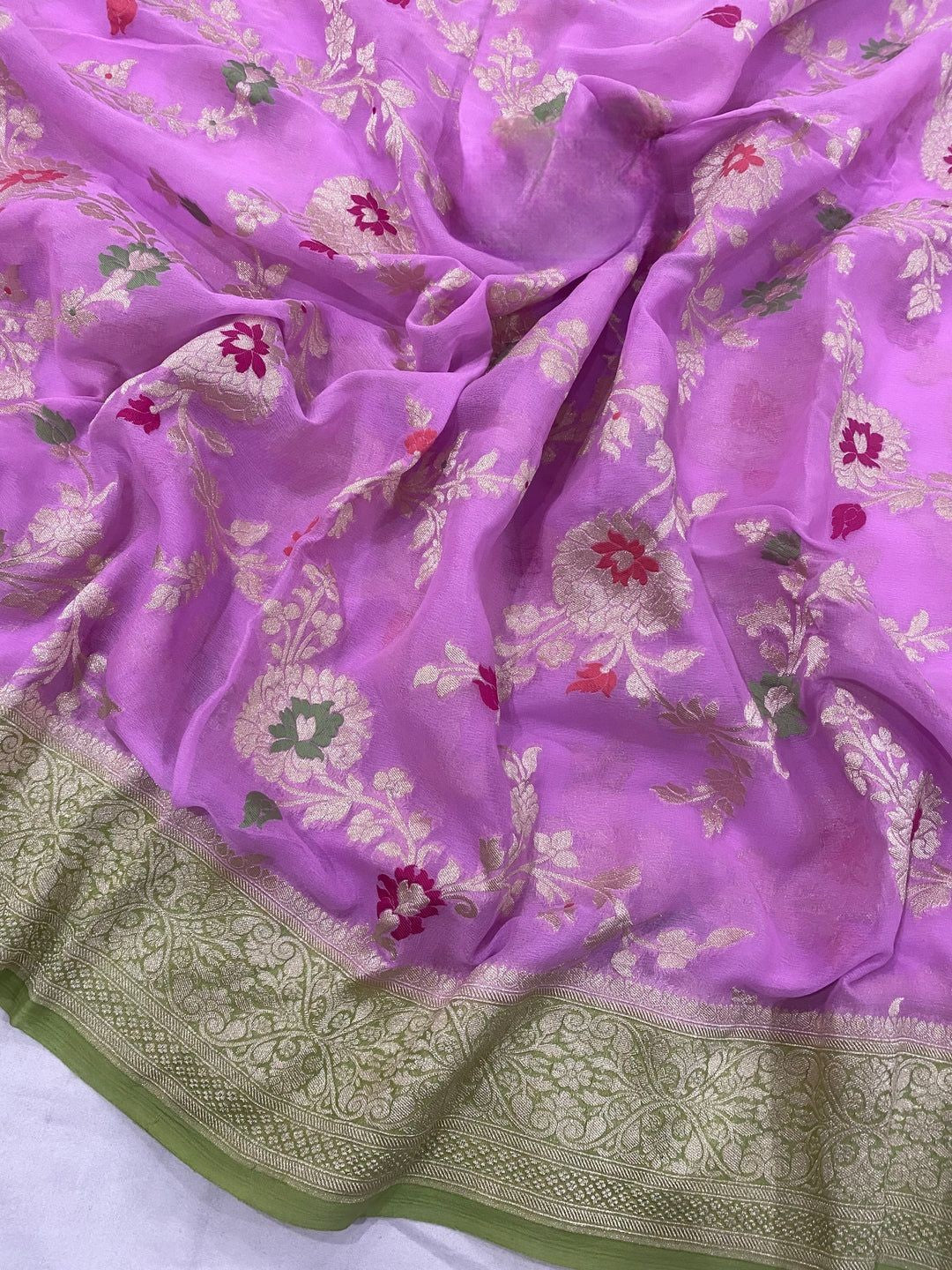 Khaddi Georgette Handloom Banarasi Saree