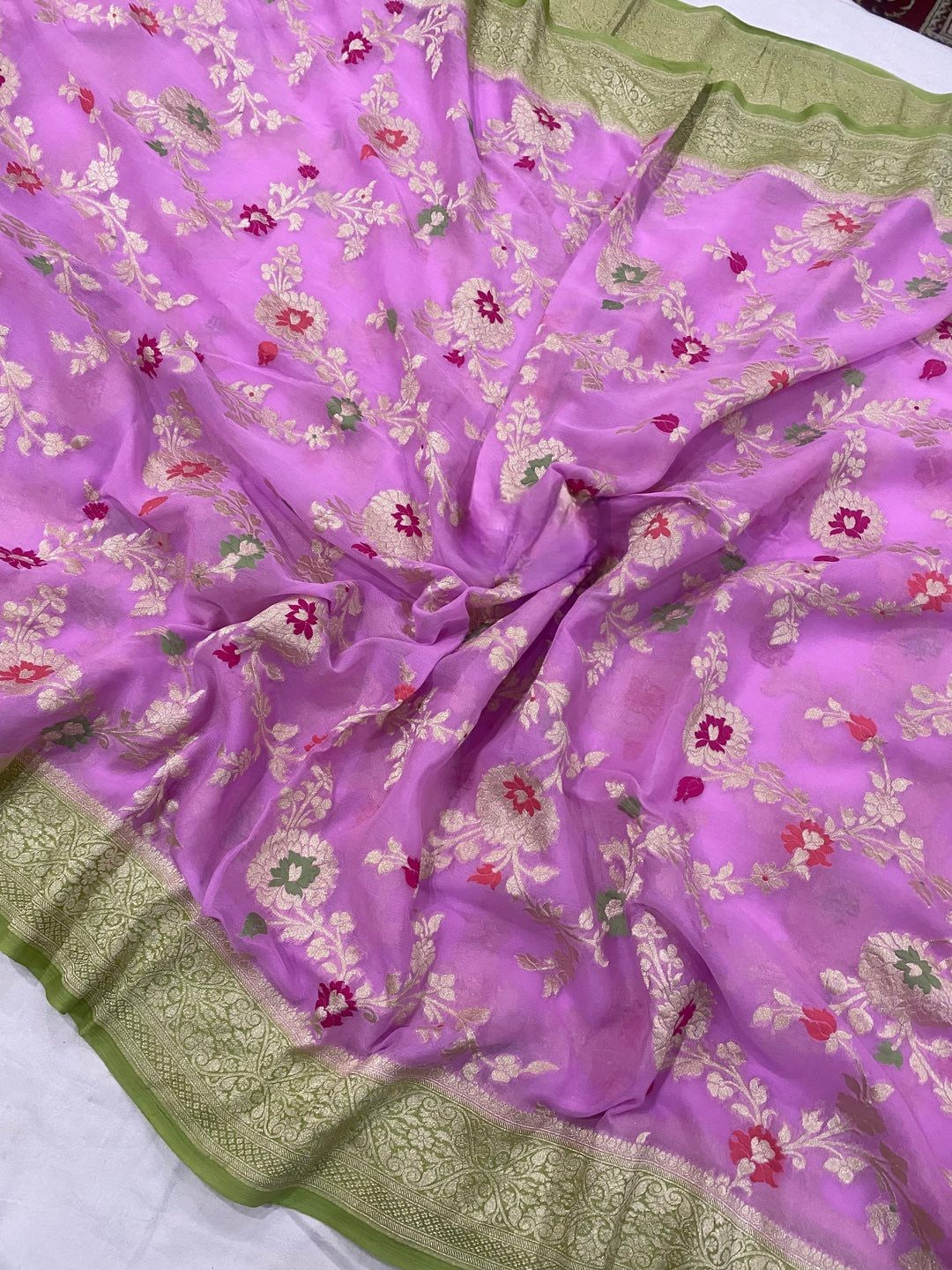 Khaddi Georgette Handloom Banarasi Saree