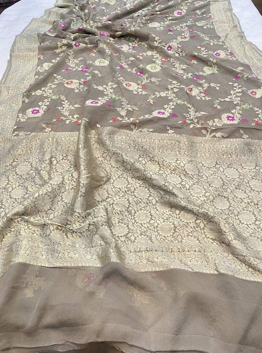 Khaddi Georgette Handloom Banarasi Saree