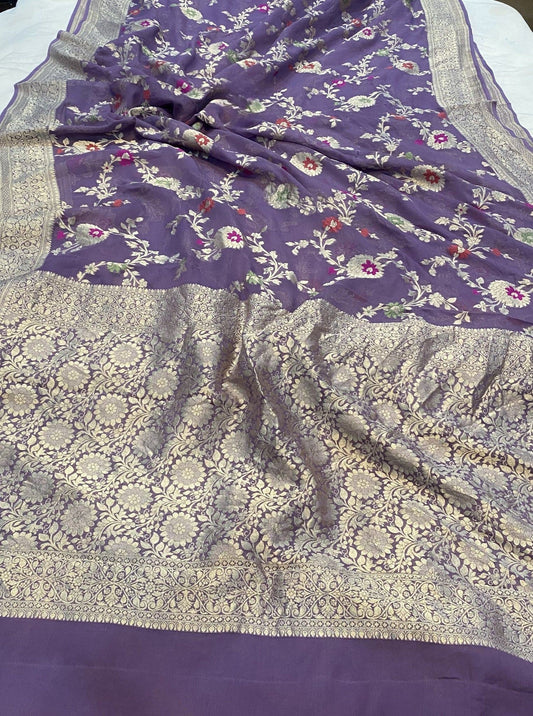 Khaddi Georgette Handloom Banarasi Saree