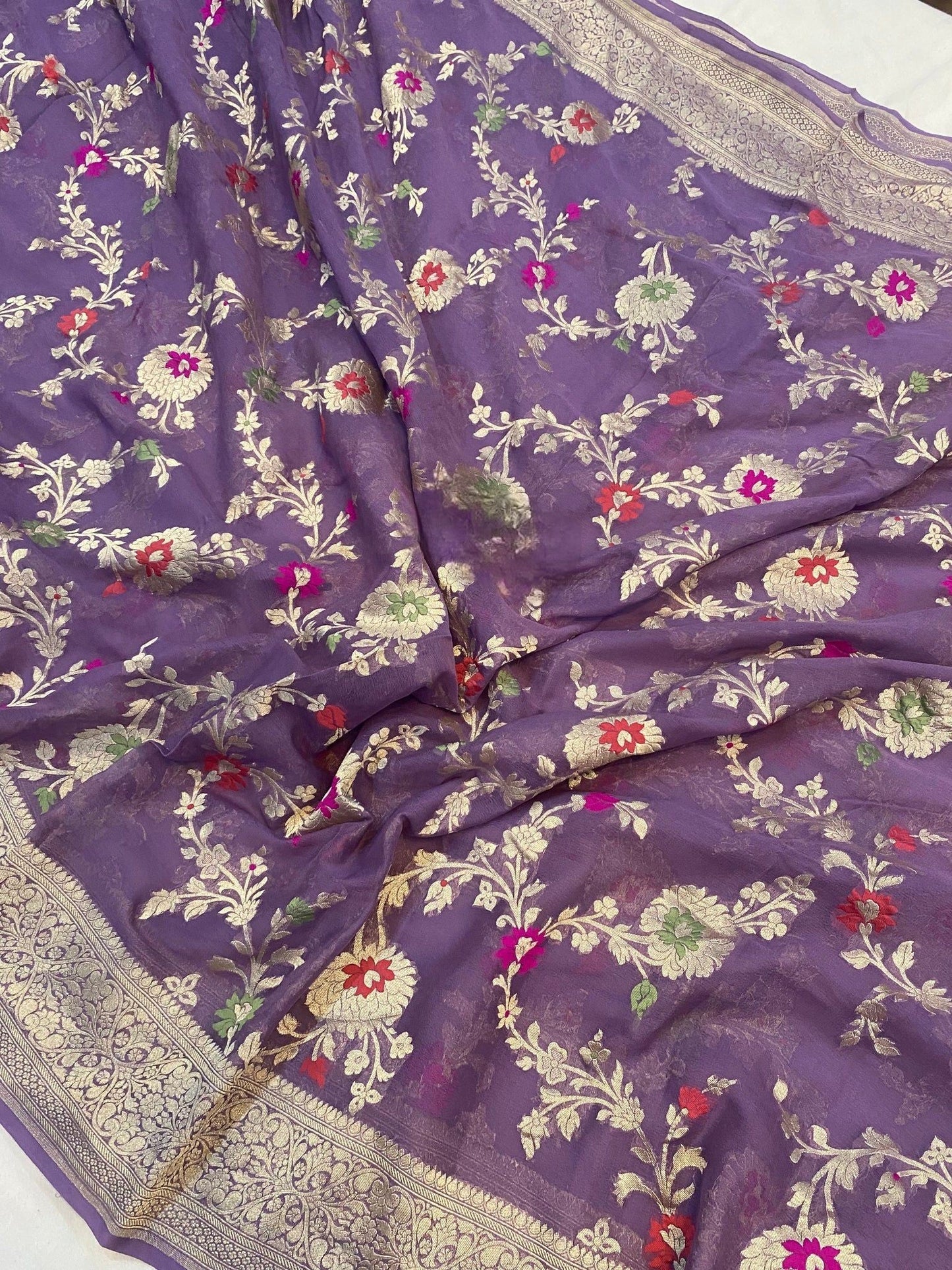 Khaddi Georgette Handloom Banarasi Saree