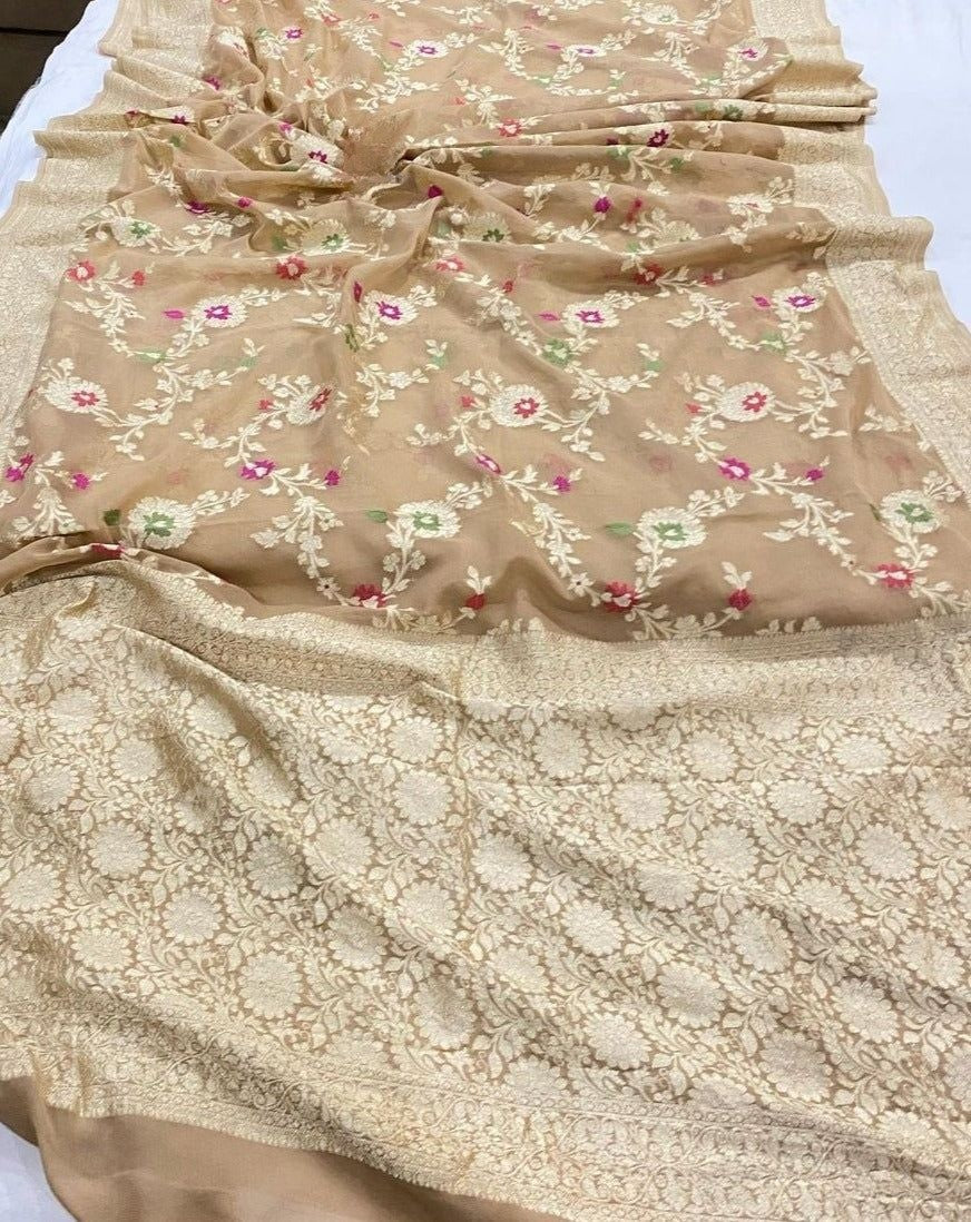 Khaddi Georgette Handloom Banarasi Saree