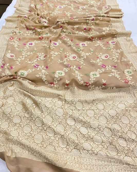 Khaddi Georgette Handloom Banarasi Saree