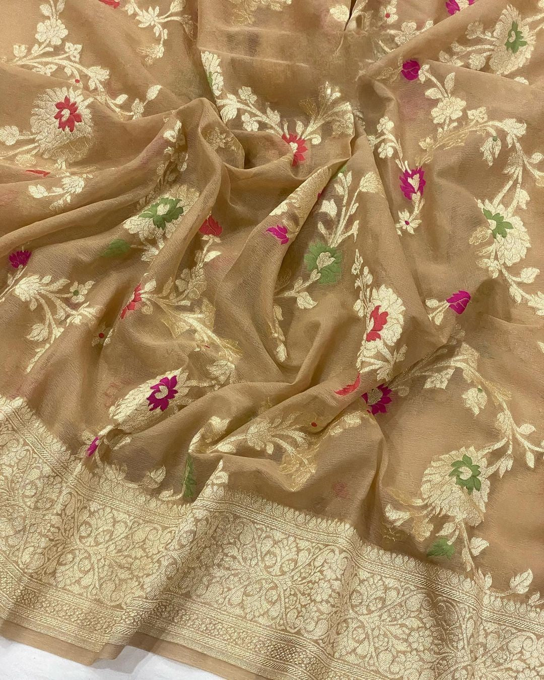 Khaddi Georgette Handloom Banarasi Saree