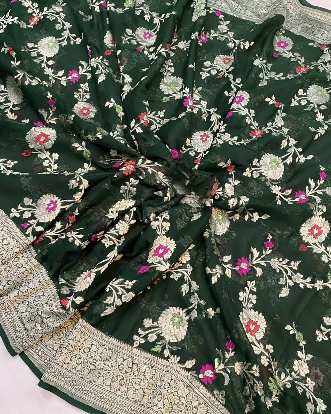 Khaddi Georgette Handloom Banarasi Saree